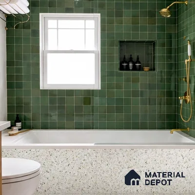 Faux Subway Wall Tile TL 11316 Emerald Mist 1 ft x 1 ft Ceramic Glossy Finish Tile - 10 mm | Suitable For Bathroom, Dining Area, Kitchen Backsplash