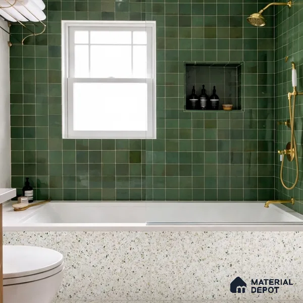 Faux Subway Wall Tile TL 11316 Emerald Mist 1 ft x 1 ft Ceramic Glossy Finish Tile - 10 mm | Suitable For Bathroom, Dining Area, Kitchen Backsplash