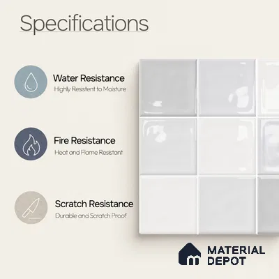 Faux Subway Wall Tile TL 11317 Cloudline White 1 ft x 1 ft Ceramic Glossy Finish Tile - 10 mm | Suitable For Bathroom, Dining Area, Kitchen Backsplash