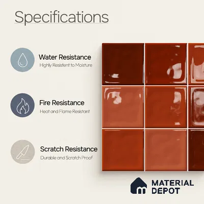 Faux Subway Wall Tile TL 11319 Sunset Terracotta 1 ft x 1 ft Ceramic Glossy Finish Tile - 10 mm | Suitable For Bathroom, Dining Area, Kitchen Backsplash