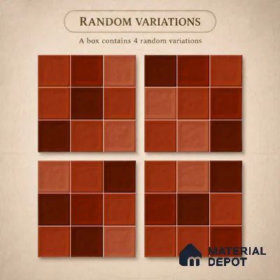 Faux Subway Wall Tile TL 11319 Sunset Terracotta 1 ft x 1 ft Ceramic Glossy Finish Tile - 10 mm | Suitable For Bathroom, Dining Area, Kitchen Backsplash