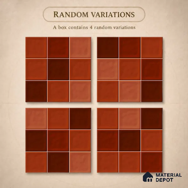 Faux Subway Wall Tile TL 11319 Sunset Terracotta 1 ft x 1 ft Ceramic Glossy Finish Tile - 10 mm | Suitable For Bathroom, Dining Area, Kitchen Backsplash