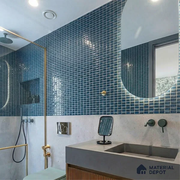 Faux Subway Wall Tile TL 11320 Midnight Prism 1 ft x 1 ft Ceramic Glossy Finish Tile - 10 mm | Suitable For Bathroom, Balcony & Kitchen Backsplash