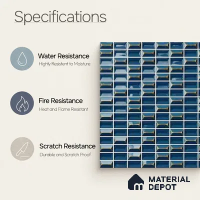 Faux Subway Wall Tile TL 11320 Midnight Prism 1 ft x 1 ft Ceramic Glossy Finish Tile - 10 mm | Suitable For Bathroom, Balcony & Kitchen Backsplash
