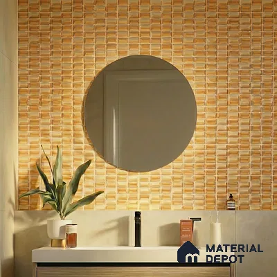 Faux Subway Wall Tile TL 11324 Honey Brick 1 ft x 1 ft Ceramic Glossy Finish Tile - 10 mm | Suitable For Bathroom, Dining Area, Kitchen Backsplash