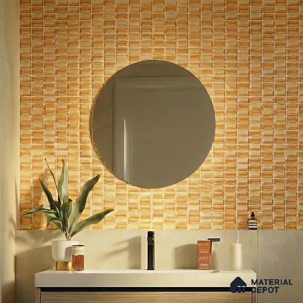 Faux Subway Wall Tile TL 11324 Honey Brick 1 ft x 1 ft Ceramic Glossy Finish Tile - 10 mm | Suitable For Bathroom, Dining Area, Kitchen Backsplash