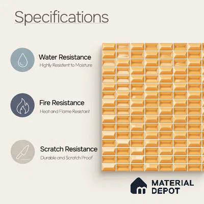 Faux Subway Wall Tile TL 11324 Honey Brick 1 ft x 1 ft Ceramic Glossy Finish Tile - 10 mm | Suitable For Bathroom, Dining Area, Kitchen Backsplash