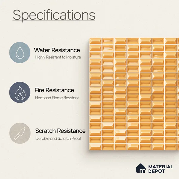 Faux Subway Wall Tile TL 11324 Honey Brick 1 ft x 1 ft Ceramic Glossy Finish Tile - 10 mm | Suitable For Bathroom, Dining Area, Kitchen Backsplash