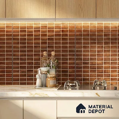 Faux Subway Wall Tile TL 11325 Bronze Prism 1 ft x 1 ft Ceramic Glossy Finish Tile - 10 mm | Suitable For Bathroom, Dining Area, Kitchen Backsplash