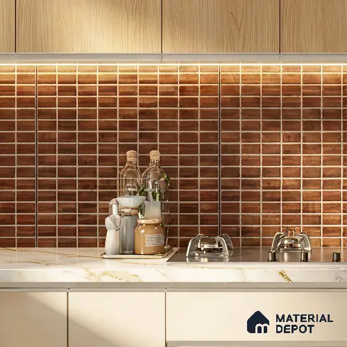 Faux Subway Wall Tile TL 11325 Bronze Prism 1 ft x 1 ft Ceramic Glossy Finish Tile - 10 mm | Suitable For Bathroom, Balcony & Kitchen Backsplash