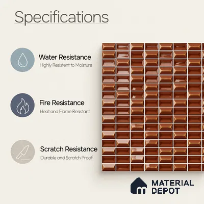 Faux Subway Wall Tile TL 11325 Bronze Prism 1 ft x 1 ft Ceramic Glossy Finish Tile - 10 mm | Suitable For Bathroom, Dining Area, Kitchen Backsplash