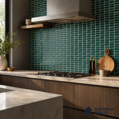 Faux Subway Wall Tile TL 11326 Emerald Prism 1 ft x 1 ft Ceramic Glossy Finish Tile - 10 mm | Suitable For Bathroom, Dining Area, Kitchen Backsplash