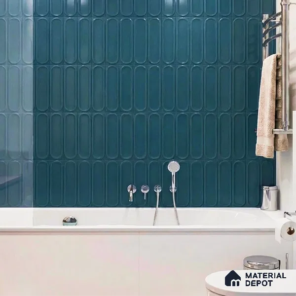 Faux Subway Wall Tile TL 11327 Midnight Pillar 1 ft x 1 ft Ceramic Glossy Finish Tile - 10 mm | Suitable For Bathroom, Dining Area, Kitchen Backsplash