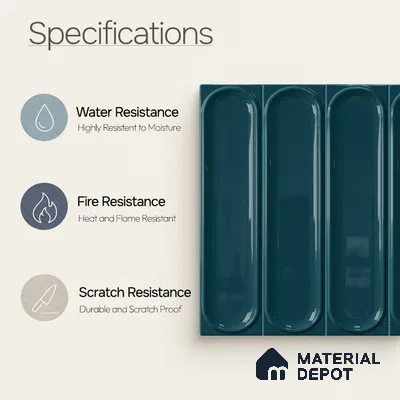 Faux Subway Wall Tile TL 11327 Midnight Pillar 1 ft x 1 ft Ceramic Glossy Finish Tile - 10 mm | Suitable For Bathroom, Dining Area, Kitchen Backsplash