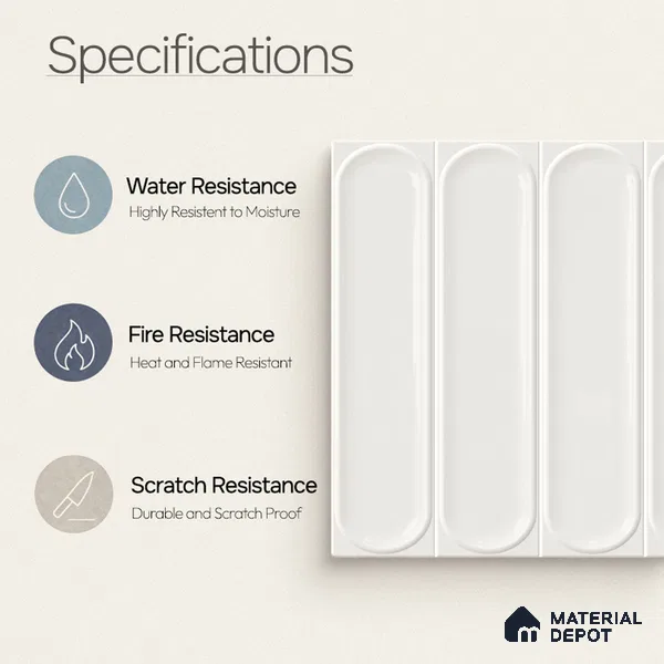 Faux Subway Wall Tile TL 11329 Arctic Pillar 1 ft x 1 ft Ceramic Glossy Finish Tile - 10 mm | Suitable For Bathroom, Dining Area, Kitchen Backsplash