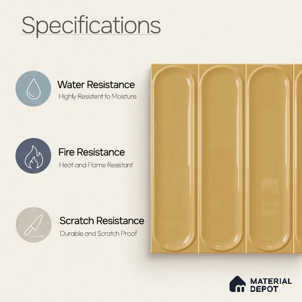 Faux Subway Wall Tile TL 11331 Golden Arcade 1 ft x 1 ft Ceramic Glossy Finish Tile - 10 mm | Suitable For Bathroom, Dining Area, Kitchen Backsplash