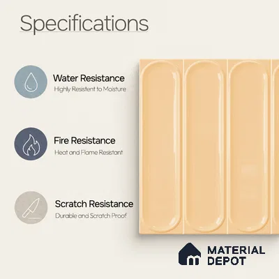 Faux Subway Wall Tile TL 11332 Amber Flute 1 ft x 1 ft Ceramic Glossy Finish Tile - 10 mm | Suitable For Bathroom, Dining Area, Kitchen Backsplash