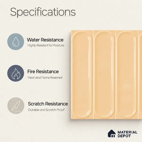 Faux Subway Wall Tile TL 11332 Amber Flute 1 ft x 1 ft Ceramic Glossy Finish Tile - 10 mm | Suitable For Bathroom, Dining Area, Kitchen Backsplash