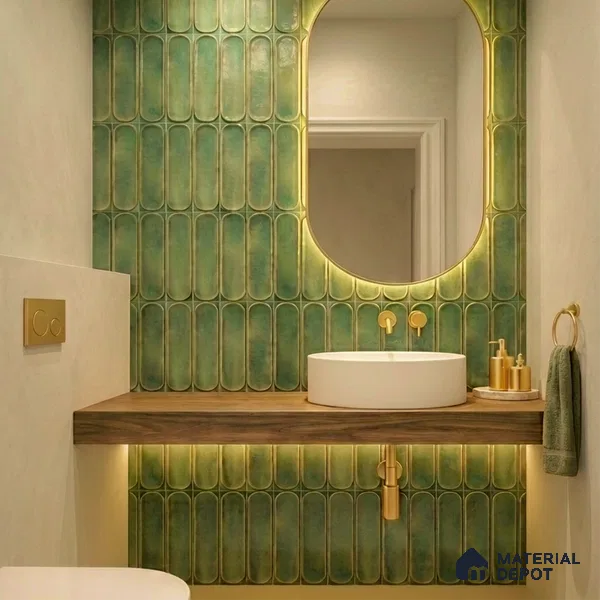 Faux Subway Wall Tile TL 11333 Verdant Archway 1 ft x 1 ft Ceramic Glossy Finish Tile - 10 mm | Suitable For Bathroom, Balcony & Kitchen Backsplash