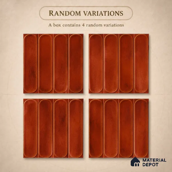Faux Subway Wall Tile TL 11337 Terracotta Arch 1 ft x 1 ft Ceramic Glossy Finish Tile - 10 mm | Suitable For Bathroom, Dining Area, Kitchen Backsplash