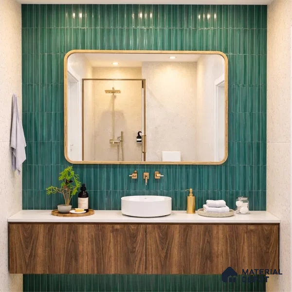 Faux Subway Wall Tile TL 11342 Teal Prism 1 ft x 1 ft Ceramic Glossy Finish Tile - 10 mm | Suitable For Bathroom, Dining Area, Kitchen Backsplash