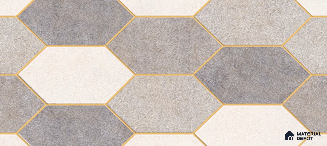 Hexagonal Look Wall Tile TL 11365 B 228 Dark 2 ft x 1 ft Glossy Finish Ceramic Tile - 9 mm