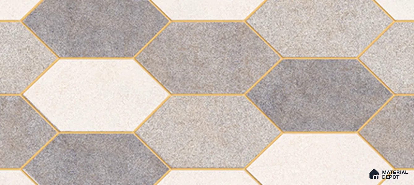 Hexagonal Look Wall Tile TL 11365 B 228 Dark 2 ft x 1 ft Glossy Finish Ceramic Tile - 9 mm