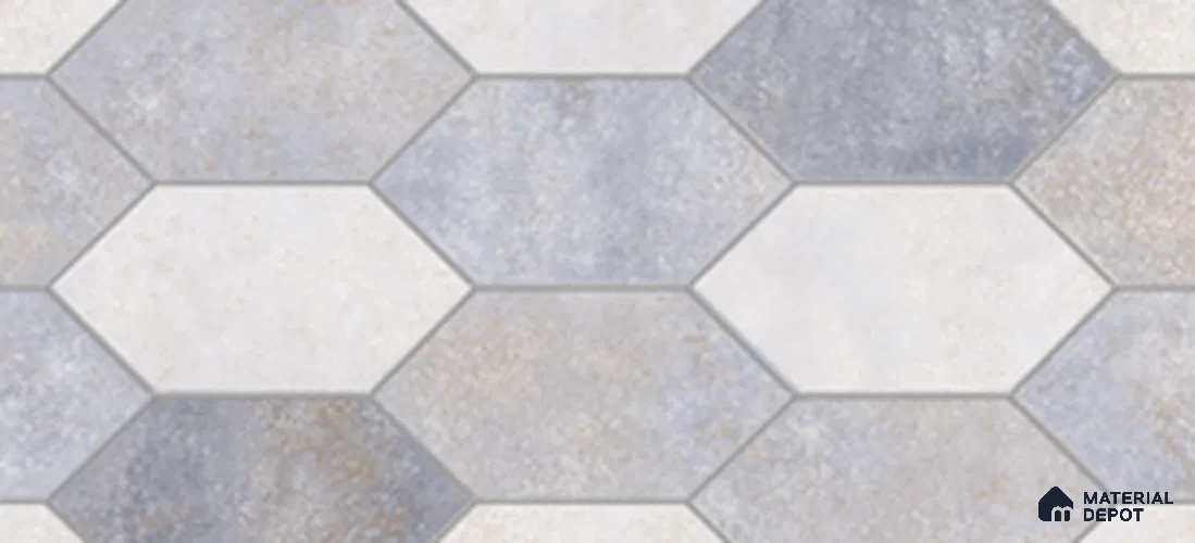 Hexagonal Look Wall Tile TL 11366 B 229 Dark 2 ft x 1 ft Glossy Finish Ceramic Tile - 9 mm