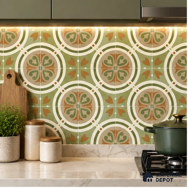 Moroccan Floor & Wall Tile TL 11381 B 6628 2 ft x 2 ft Matte Finish Porcelain Tile - 9 mm | Suitable For Kitchen, Accent/Feature Wall, Dining Area