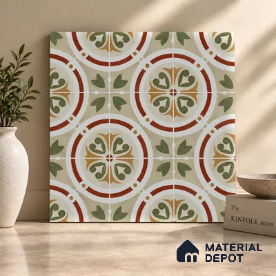 Moroccan Floor & Wall Tile TL 11381 6627 2 ft x 2 ft Matte Finish Porcelain Tile - 9 mm | Suitable For Kitchen, Accent/Feature Wall, Dining Area