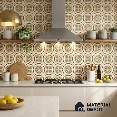 Moroccan Floor & Wall Tile TL 11381 6627 2 ft x 2 ft Matte Finish Porcelain Tile - 9 mm | Suitable For Kitchen, Accent/Feature Wall, Dining Area