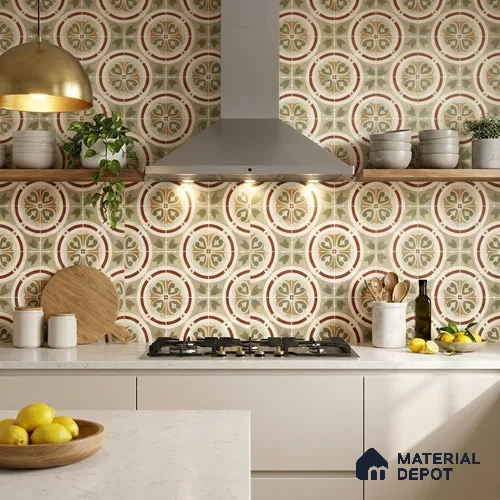 Moroccan Floor & Wall Tile TL 11381 6627 2 ft x 2 ft Matte Finish Porcelain Tile - 9 mm | Suitable For Kitchen, Accent/Feature Wall, Dining Area