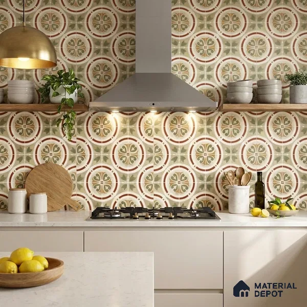 Moroccan Floor & Wall Tile TL 11381 6627 2 ft x 2 ft Matte Finish Porcelain Tile - 9 mm | Suitable For Kitchen, Accent/Feature Wall, Dining Area