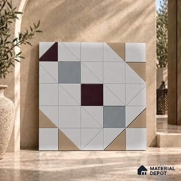 Moroccan Floor & Wall Tile TL 11383 6015 2 ft x 2 ft Matte Finish Porcelain Tile - 9 mm | Suitable For Kitchen, Balcony, Dining Area