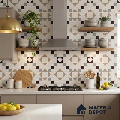 Moroccan Floor & Wall Tile TL 11383 6015 2 ft x 2 ft Matte Finish Porcelain Tile - 9 mm | Suitable For Kitchen, Balcony, Dining Area