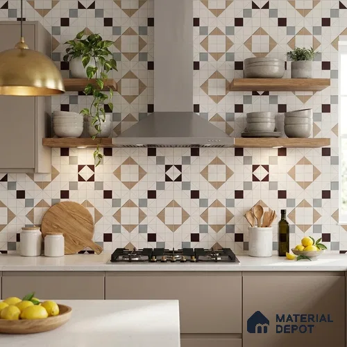 Moroccan Floor & Wall Tile TL 11383 6015 2 ft x 2 ft Matte Finish Porcelain Tile - 9 mm | Suitable For Kitchen, Balcony, Dining Area