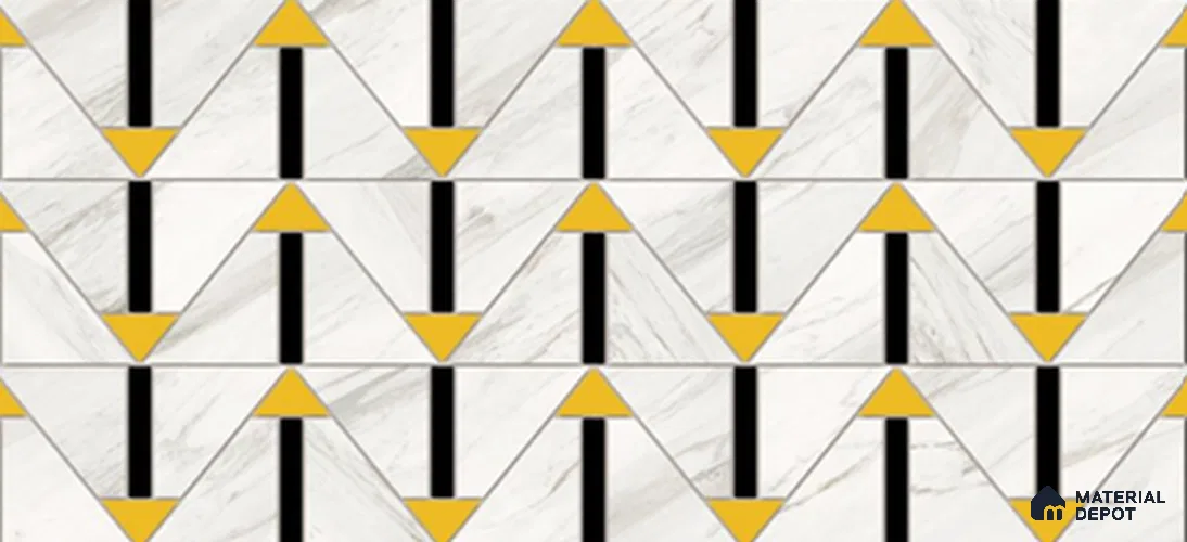Highlighter Wall Tile TL 11388 Aurum Chevron 2 ft x 1 ft Glossy Finish Porcelain Tile - 9 mm | Suitable For Kitchen, Bathroom & Accent/Feature Wall