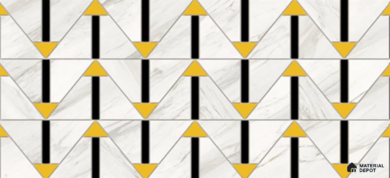 Highlighter Wall Tile TL 11388 Aurum Chevron 2 ft x 1 ft Glossy Finish Porcelain Tile - 9 mm | Suitable For Kitchen, Bathroom & Accent/Feature Wall