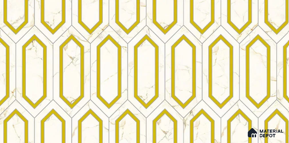 Hexagonal Look Wall Tile TL 11390 5024 2 ft x 1 ft Glossy Finish Porcelain Tile - 9 mm
