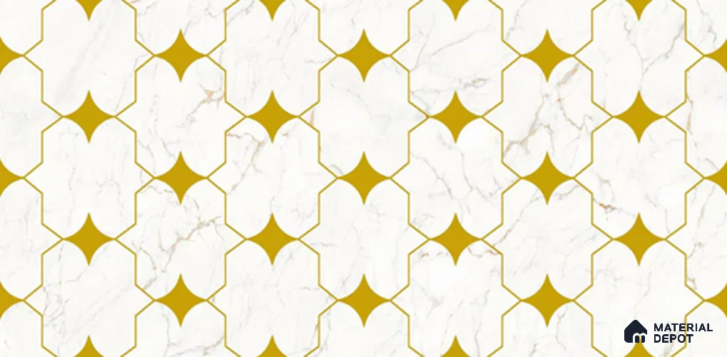 Patterned Look Wall Tile TL 11391 5025 2 ft x 1 ft Glossy Finish Porcelain Tile - 9 mm