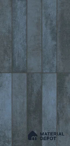 Faux Subway Wall Tile TL 11393 I Midnight Concrete Planks 2 ft x 1 ft Glossy Finish Ceramic Tile - 9 mm | Suitable For Kitchen Backsplash, Bathroom & Basin Accent