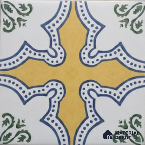 Moroccan Look Floor & Wall Tile TL 11394 88022 8 inch x 8 inch Vitrified Matte Finish - 10 mm | Suitable for Living Room, Bedroom & Bathroom | Please Expect a Slight Variation of Pattern