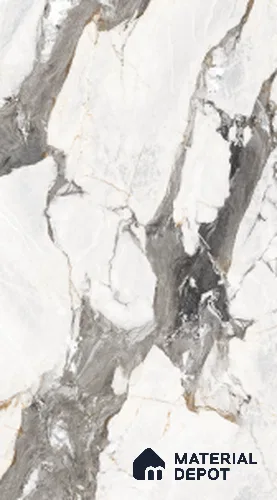 Large Formate Marble Floor & Wall Tile TL 11408 Magnifica Encore 8 ft x 4 ft Book Match Vitrified Color Body Hybrid Finish - 9 mm | Suitable for Living Room, Bedroom, Bathroom | Adhesive and Spacers Must be Used During Installation
