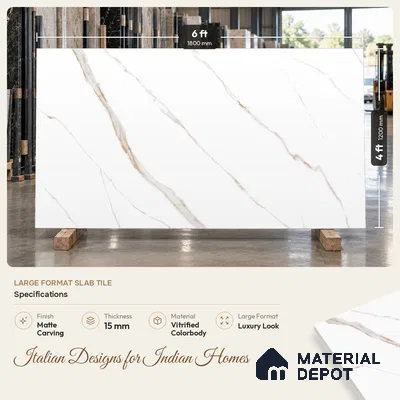 Marble Satvario Floor Tile TL 11415 Beige 6 ft x 4 ft Matte Carving Finish Colorbody Vitrified Tile - 15 mm | Suitable For Living Room, Bedroom, Bathroom | Against Order | Adhesive and Spacers Must be Used During Installation