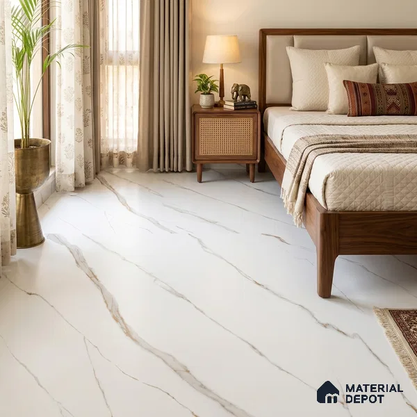 Marble Satvario Floor Tile TL 11415 Beige 6 ft x 4 ft Matte Carving Finish Colorbody Vitrified Tile - 15 mm | Suitable For Living Room, Bedroom, Bathroom | Against Order | Adhesive and Spacers Must be Used During Installation