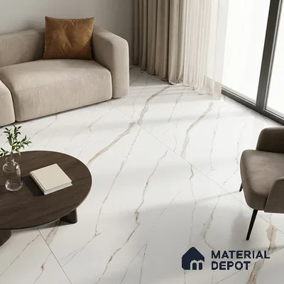 Marble Satvario Floor Tile TL 11415 Beige 6 ft x 4 ft Matte Carving Finish Colorbody Vitrified Tile - 15 mm | Suitable For Living Room, Bedroom, Bathroom | Against Order | Adhesive and Spacers Must be Used During Installation