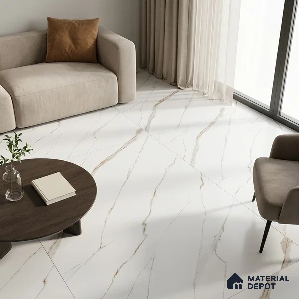 Marble Satvario Floor Tile TL 11415 Beige 6 ft x 4 ft Matte Carving Finish Colorbody Vitrified Tile - 15 mm | Suitable For Living Room, Bedroom, Bathroom | Against Order | Adhesive and Spacers Must be Used During Installation