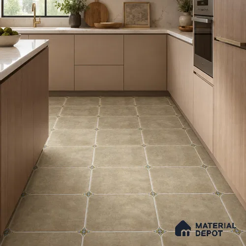 Olive Grey Floor & Wall Octagon Tile TL 11427 D 20 inch x 20 inch Matte Finish Porcelain Tile - 9 mm | Suitable For Balcony, Kitchen, Dining Area, Bedroom