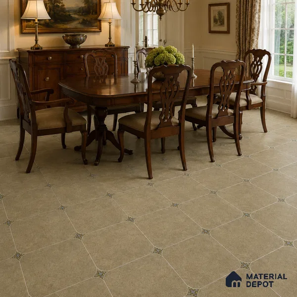 Olive Grey Floor & Wall Octagon Tile TL 11427 D 20 inch x 20 inch Matte Finish Porcelain Tile - 9 mm | Suitable For Balcony, Kitchen, Dining Area, Bedroom