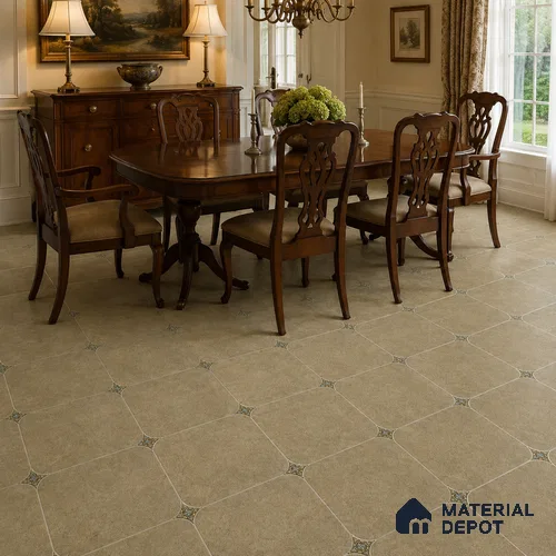 Olive Grey Floor & Wall Octagon Tile TL 11427 D 20 inch x 20 inch Matte Finish Porcelain Tile - 9 mm | Suitable For Balcony, Kitchen, Dining Area, Bedroom